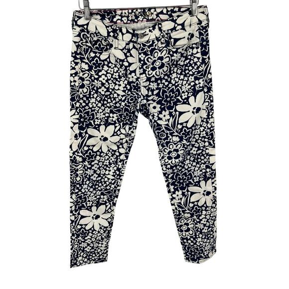 Kate Spade Broome Street Floral Print Pants Jeans Navy and White Women's Size 28 - Picture 1 of 7